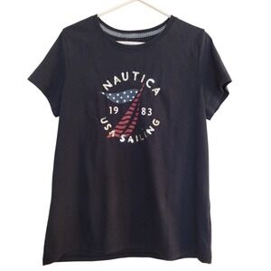 Náutica 1983 Usa Seiling Tee Women Large Navy Sustainable‎ Crafted